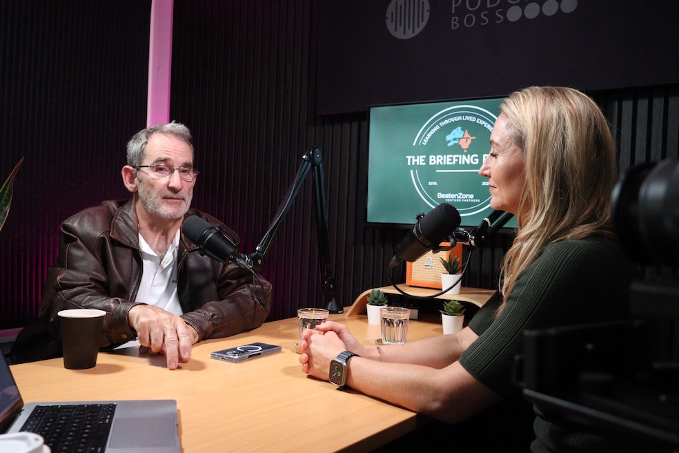 Steve Baxter, Australian investor and entrepreneur. films a podcast session at The Podcast Boss