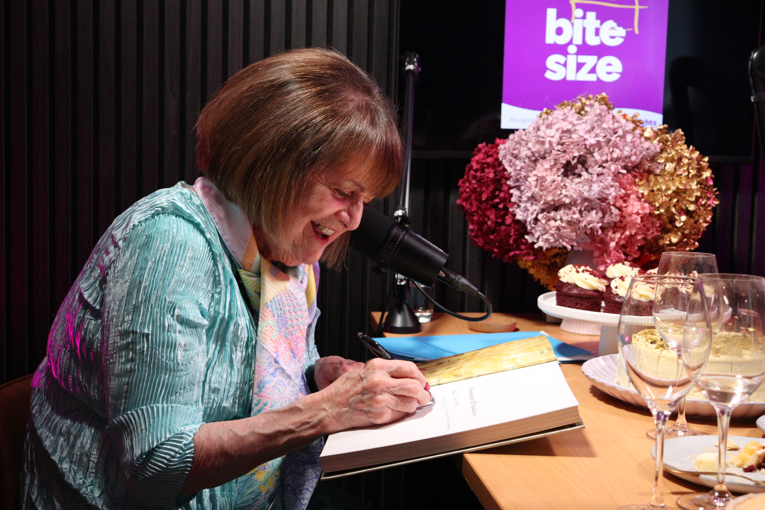 Champagne expert Bernadette O'shea films a podcast episode at The Podcast Boss